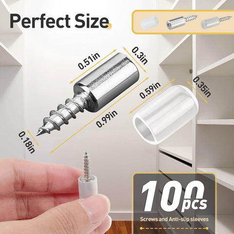 100-Pack Self Tapping Screws Cabinet Laminate Shelf Pegs Non-Slip Pins for Bookcases, Wardrobes, Kitchen Cabinets Cross Screw Fixed Design