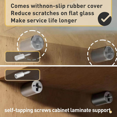 100-Pack Self Tapping Screws Cabinet Laminate Shelf Pegs Non-Slip Pins for Bookcases, Wardrobes, Kitchen Cabinets Cross Screw Fixed Design