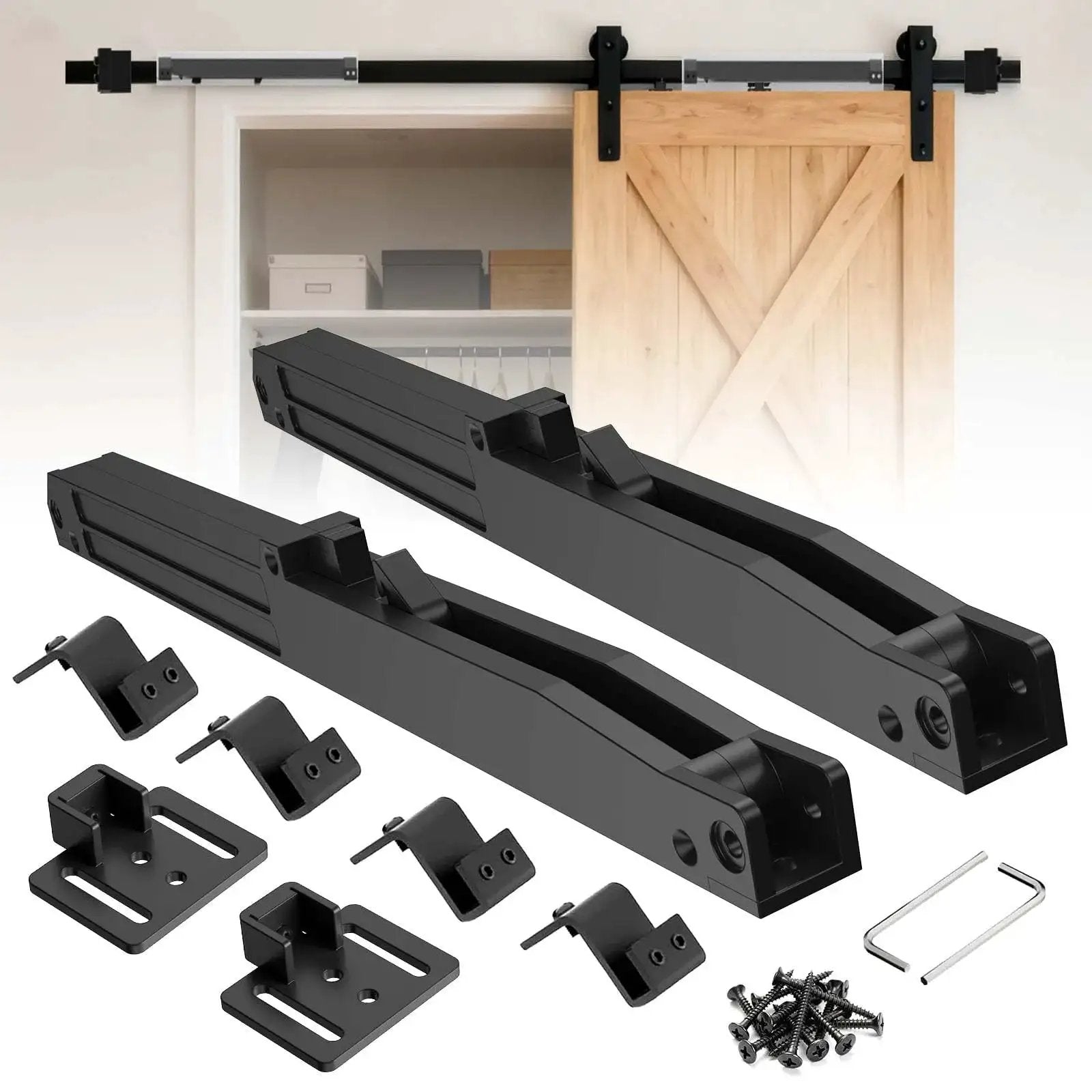 Soft Close Barn Door Mechanism Set With Hole Free No D...
