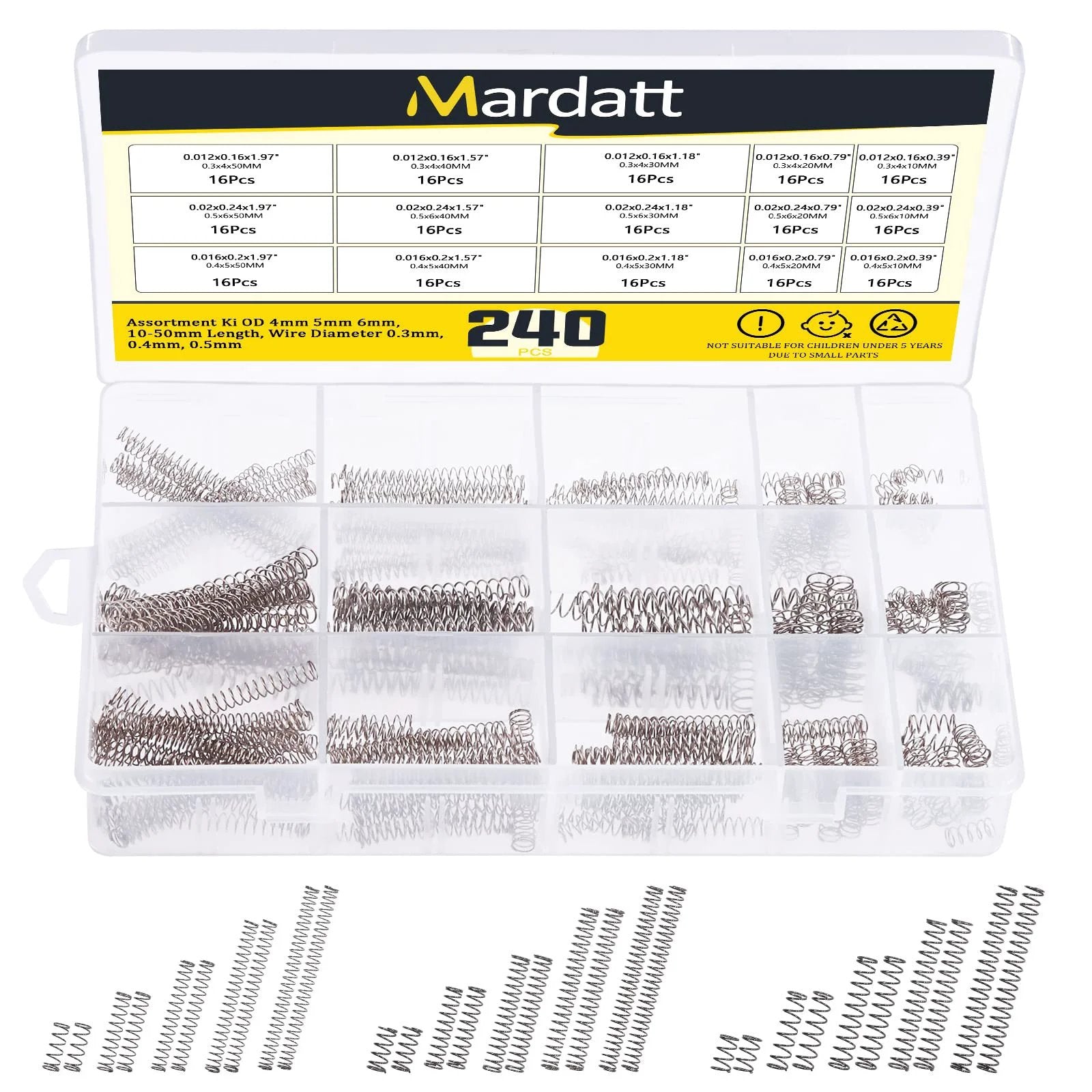 compression springs assortment kit 240 Pcs Mini Stainl...