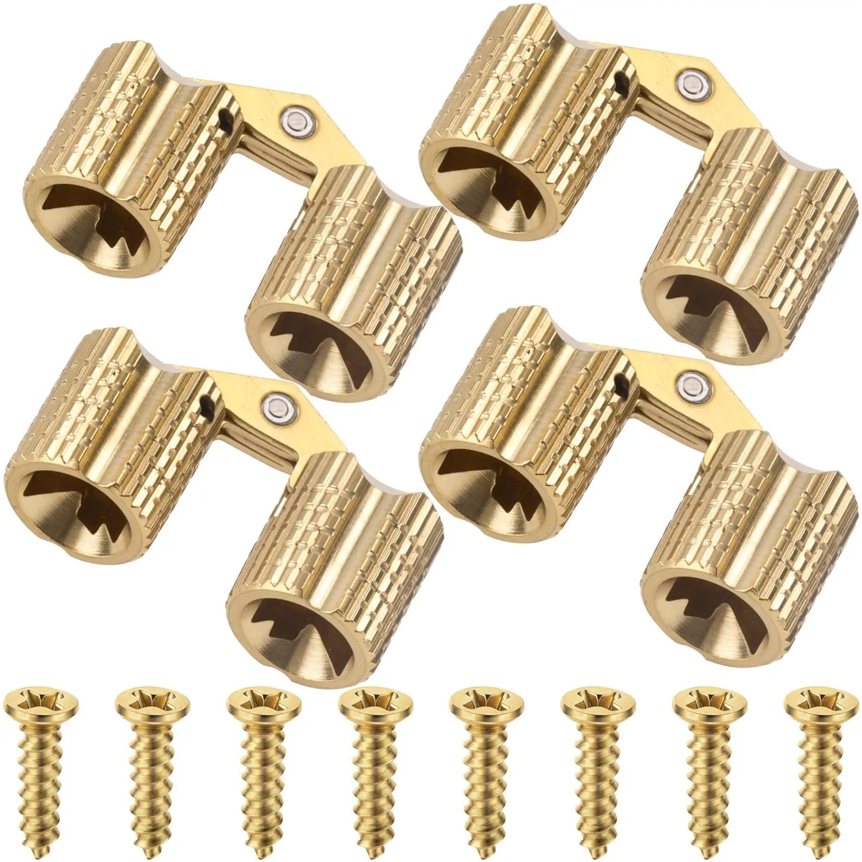 8-Pack 8mm Hidden Brass Barrel Hinges With Drill Bit – 180° Concealed Cabinet Hinges For Jewelry Boxes & Woodworking