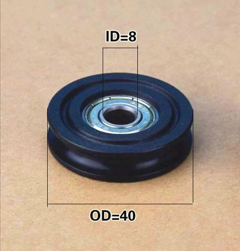8mm Bore Bearing - OD: 40mm U-Groove Plastic Tire for Sliding Doors