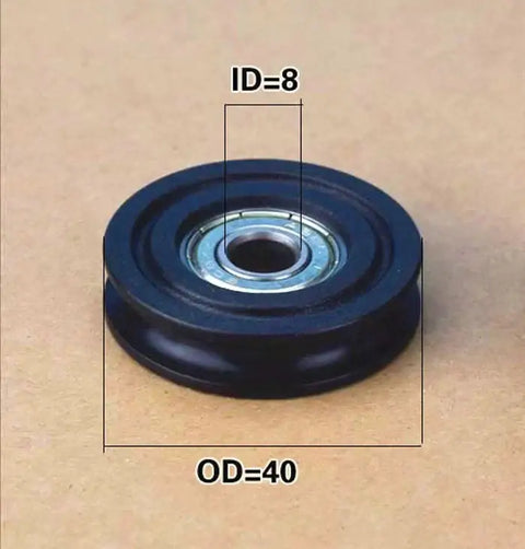 8mm Bore Bearing - OD: 40mm U-Groove Plastic Tire for Sliding Doors