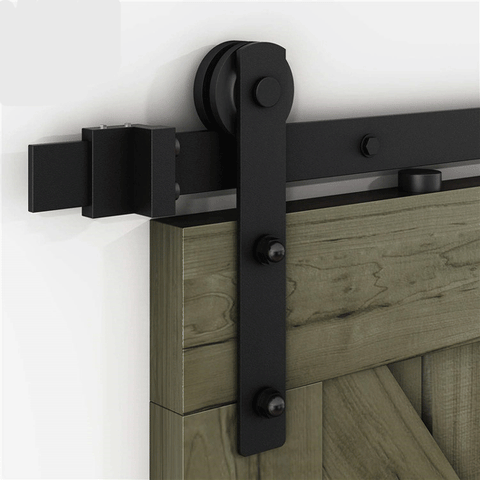 90.6 in. 7.55 Feet black Strap Barn Sliding Door Hardware Track Kit - VXB Ball Bearings