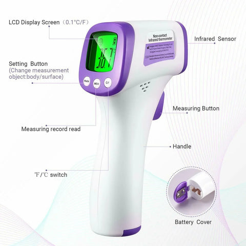 Digital Medical Infrared Thermometer 3-Color LCD, Baby Kids & Adult Fever Alarm