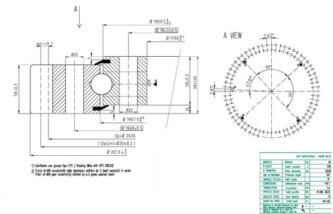 OEM External Gear Slewing Bearing - 2030mm Pitch Diameter 145 Teeth For Heavy-Duty