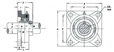 FYH Bearing UCFX14-44 2 3/4" Square Flanged Mounted Bearing