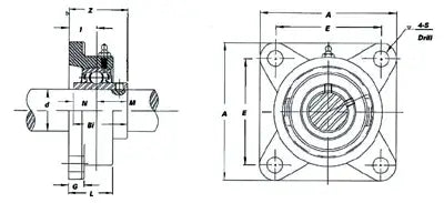 FYH Bearing UCFX14-44 2 3/4" Square Flanged Mounted Bearing