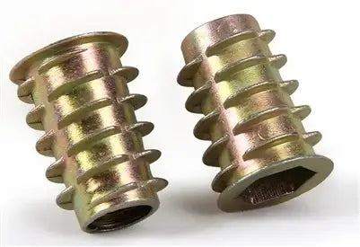 M10 25mm Zinc Alloy Threaded Wood Caster Insert Nut - Flanged Hex Drive Head