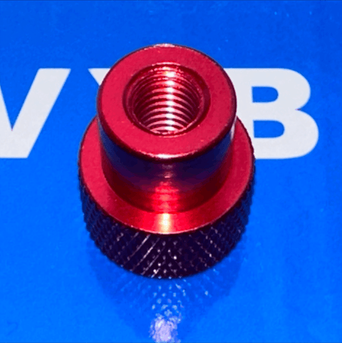 M6 x 18mm Red Knurled Thumb Nut – Closed End - Aluminum