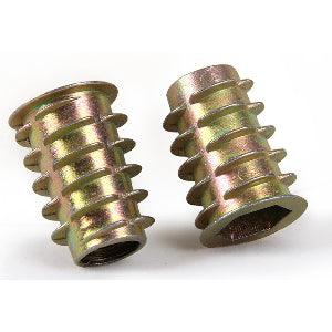 M8 15mm Zinc Alloy Threaded Wood Caster Insert Nut - Flanged Hex Drive Head