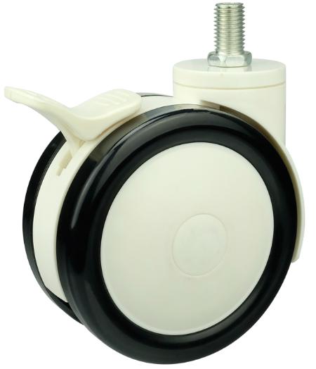 5" Inch 275 Lbs Medical Caster Wheel w/ Brake M12 Threaded Swivel Stem PU/ABS material