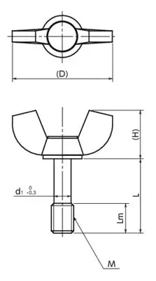 NBK Japan KWBS-21-M5-20-SC Wing Knob - Captive Mechanism