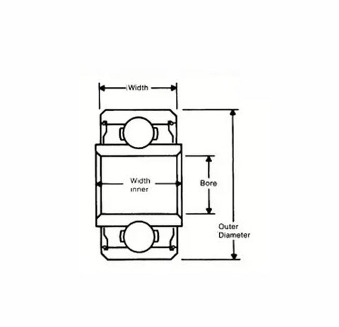 SRW144ZZ Stainless Steel Miniature Ball Bearing 1/8" x 1/4" x 3/32" - Extended Inner Ring