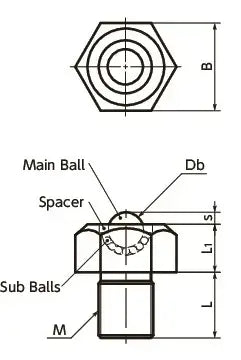Stainless Steel Hex M8 Bolt Hexagon Head Screw Stud Type Ball Transfer Unit for Upward Facing Applications