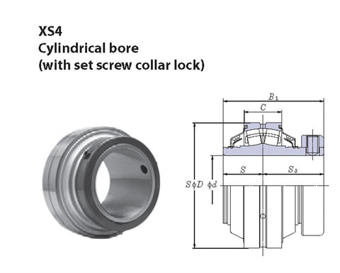 XS408-24 FYH 1-1/2" mounted Bearing Cylindrical bore - set screw collar lock Insert Mounted Bearing