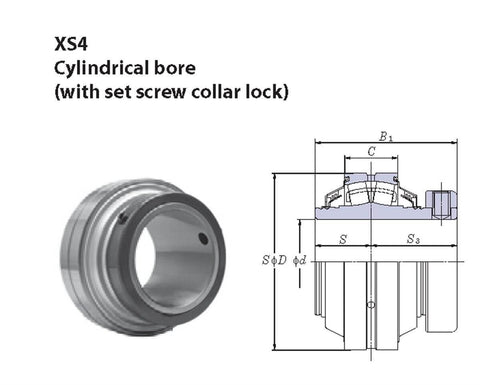 XS408-24 FYH 1-1/2" mounted Bearing Cylindrical bore - set screw collar lock Insert Mounted Bearing