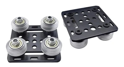 Black 2020 Aluminum Extrusion V-Slot Gantry Plate Set w White Wheels - VXB Ball Bearings