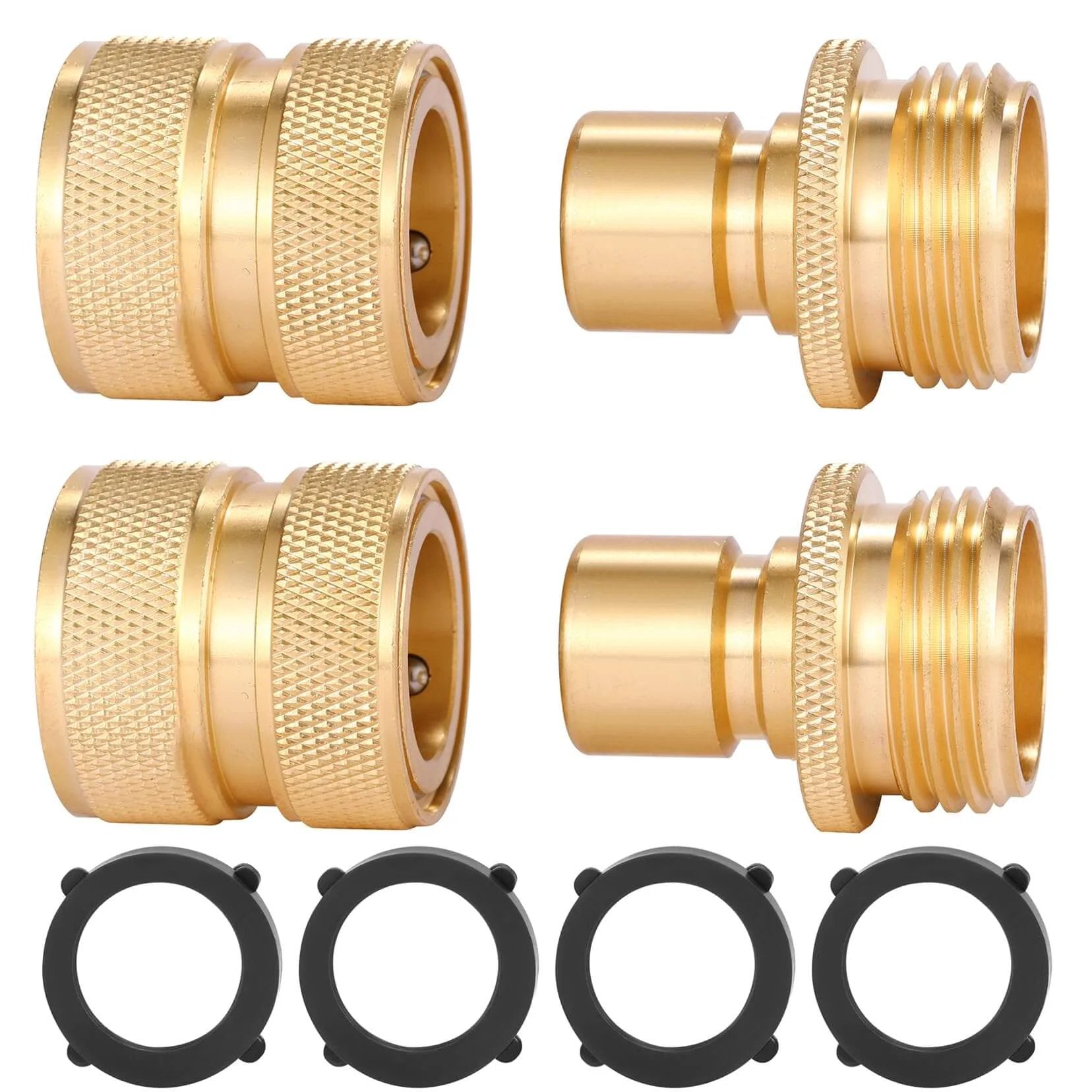 Brass Garden Hose Quick Connect Set Heavy Duty Fitting...