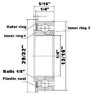 F0826 Flanged Bearing - Full Complement - 1/4x13/16x5/16 Inch