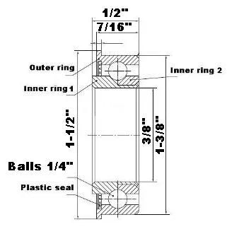 F1244 Flanged Bearing - Full Complement - 3/8x1 3/8x1/2"