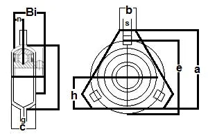 FHSPFTZ206-20 Flange 3 Bolt Triangle 1 1/4" Bearing