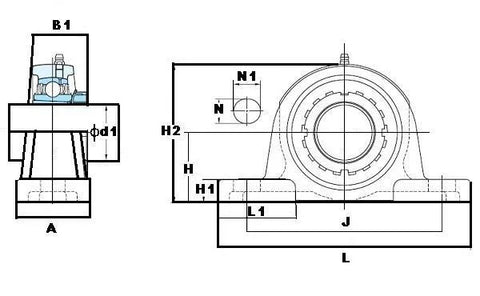 FYH UKP309 40mm Pillow Block Tapered bore With adapter Mounted Bearings Japan - VXB Ball Bearings