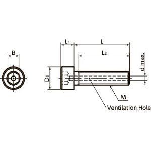 10-Pack SVLS-M6-8 NBK Socket Head Cap Vacuum Vented Screws - Ventilation Hole - Low Profile M6 length 8mm Made in Japan
