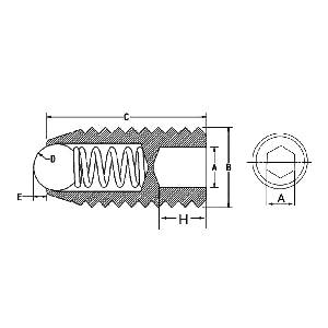 M16 25mm Long Carbon Steel Hex Head Ball Plunger