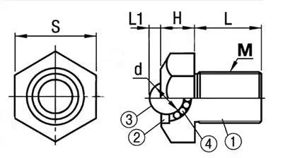 M8 Stainless Steel Hex Head Ball Transfer Stud Unit 10mm Deep
