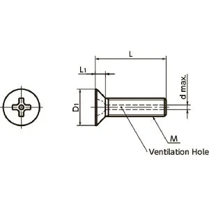 10-Pack Made in Japan SVFS-M6-16 NBK Cross Recessed Flat Head Machine Vacuum Vented Screws - Ventilation Hole
