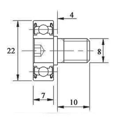 Metal Pulley Bearing M8x22x7mm