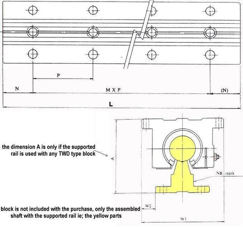 NB WSS8x24 1/2" Supported Shaft Rail Assembly Linear Motion