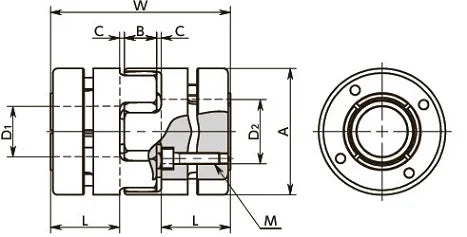 NBK Japan MJB-80-EWH 22mm to 30mm Jaw-type Flexible Coupling