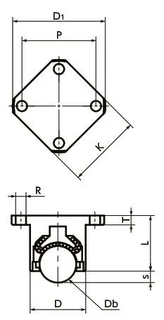 NBK Japan BRDSF-60 Flange Type Ball Transfer Unit for Downward & Sideward Facing Applications
