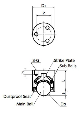 NBK Japan BRDT-38 Tap Hole Type Ball Transfer Unit for Downward & Sideward Facing Applications