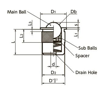 NBK Japan BRPIN-9-N Insert Type Ball Transfer Unit - Spring Plunger Function for Upward Facing Applications