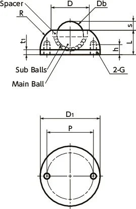 NBK Japan BRURS-42-S Round Type Ball Transfer Unit for Upward Facing Applications