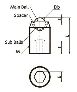NBK Japan BRUSS-10-P Set Screw Type Ball Transfer Unit for Upward Facing Applications