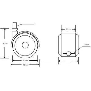 100-Pack 2" Twin Wheels PU Plastic Swivel Caster - 10.9mm Dia. Threaded Stem