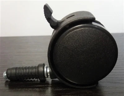 100-Pack Black Plastic 2" Caster Wheel - Brake 12.2mm Dia.Threaded Stem