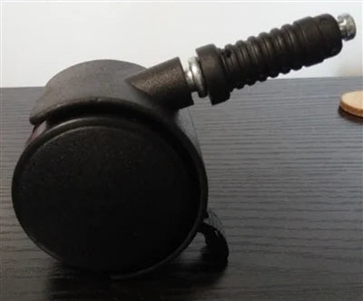 100-Pack Black Plastic 2" Caster Wheel - Brake 12.2mm Dia.Threaded Stem