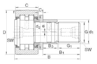 PWKRE40-2RS 40mm Cam Follower Stud Type Track Roller Bearing