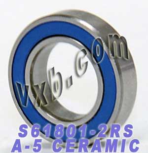 S61801-2RS Ceramic Bearing ABEC-5 Stainless Steel Sealed 12x21x5mm
