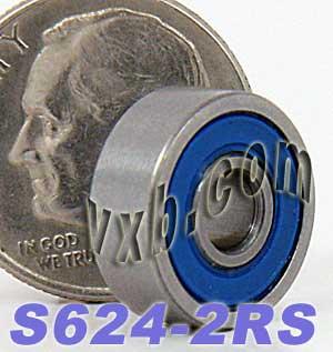 S624-2RS Bearing Stainless Steel 624RS Sealed Miniature 4x13x5mm