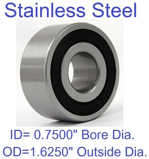 S88630-2RS Bearing Stainless Steel Sealed 3/4x1 5/8x1/2" Bearing