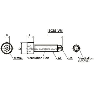 SCBS-M5-30-VR NBK Clamping Cap Vacuum Vented Screws - full ball to firmly secure workpiece for Vacuum Devices Made in Japan