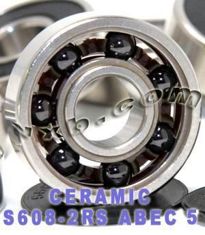 Sealed Si3N4 Ceramic Skateboard Bearing Stainless Steel ABEC-5 Bearing High Precision