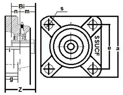 SSUCF206-30mm Stainless Steel Flange Unit 4-Bolt 30mm Bore Mounted Bearing