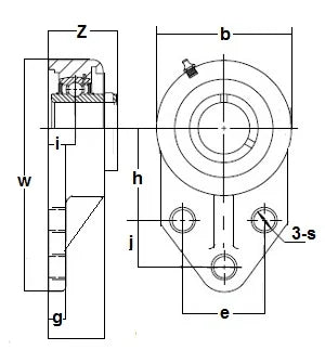 SUCFB205-25m-PBT Flange Bracket 3-Bolt 25mm Mounted Bearing